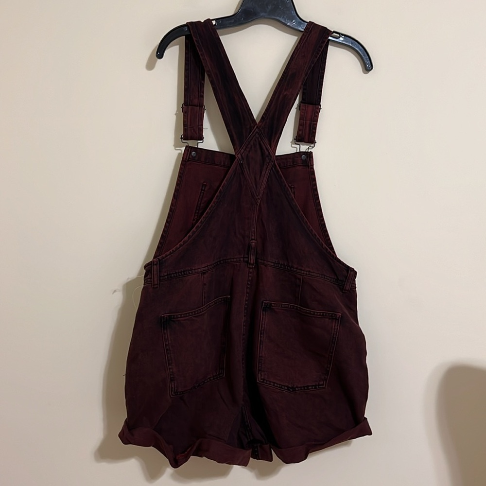NEW Free people  Burgundy Corduroy Denim Overalls shortall romper size large - Picture 7 of 14